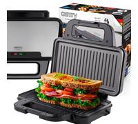 Máquina eléctrica para hacer sándwiches panini de 1400 W, placas calefactoras antiadherentes, mango no calefactable, luces indicadoras de encendido y calentamiento