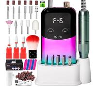 Máquina eléctrica profesional de taladro de uñas, 45000 rpm, portátil, recargable, Efile sin cable, kit de lima de uñas eléctrica para mujeres (verde degradado)