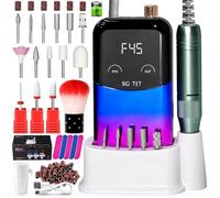 Máquina eléctrica profesional de taladro de uñas, 45000 rpm, portátil, recargable, Efile sin cable, kit de lima de uñas eléctrica para mujeres (azul degradado)