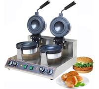Máquina Eléctrica Profesional para Hamburguesas y Gofres 1300W, Calentamiento Doble Cara con Temporizador Digital y Control de Temperatura, Prensa para Sándwiches Helados Forma OVNI,Dual