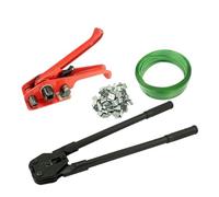 Máquina Empacadora De Plástico PET, Tensor De Correa De Acero, Máquina Flejadora, Abrazadera De Embalaje De Cinta, Máquina Flejadora Con Hebilla De Embalaje 1608 FáCil De Usar(Red set+accessories)