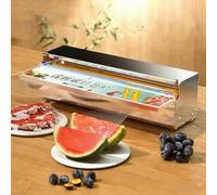 Máquina Empacadora Manual de Film Estirable con Cortador, Sellador de Alimentos con Film Estirable, Envolvedora de Film de Acero Inoxidable con Plataforma Plegable, Ideal para Cocinas Comerciales