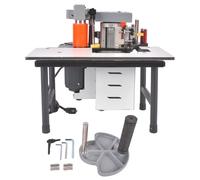 Máquina encoladora de bordes portátil, banda de borde recto y curvado, revestimiento de pegamento de doble cara, velocidad ajustable 5-10m/min, 110 V, para ABS PVC MDF acrílico
