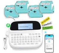 Máquina etiquetadora con 4 cintas, etiquetadora retroiluminada recargable para etiquetas impermeables blancas de 12 mm, 0.47, repuesto de impresora de etiquetas Bluetooth para máquina Brother Ptouch