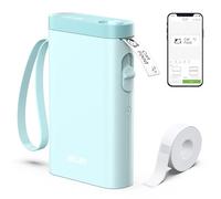 Nelko Máquina etiquetadora con cinta, impresora de etiquetas Bluetooth P21, mini etiquetadoras inalámbricas con múltiples plantillas para escuela, oficina, hogar, color cian