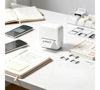 Máquina etiquetadora con cinta - Mini impresora de etiquetas con Bluetooth para organización de oficina en casa, etiquetas impermeables anchas, fabricante de calcomanías térmicas portátil (blanco)