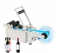 Máquina etiquetadora de botellas redondas ajustable, rango de diámetro de 15-120 mm y 20-40 etiquetas/minuto, con barra de presión y rodillo de goma para un embalaje eficiente