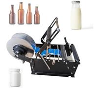 Máquina etiquetadora redonda manual, aplicador de etiquetas de botellas para botellas redondas, 15-30 piezas/min, etiquetadora ajustable para botellas de diámetro de 15-120 mm, incluye barra de