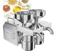 Máquina extractora de aceite, 1200 W de doble cabezal automático de prensa fría y caliente para nogal y soja a 200 °C, bajo ruido, uso continuo