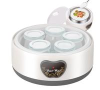 Máquina fabricante de yogurt, fabricante de yogur automático,5 tazas máquina de yogurt maker con tapa - Envases caseros, botes de incubadora de yogur para cocina casera