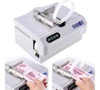 Máquina flejadora de billetes, máquina empaquetadora inteligente de billetes de 45 W con cinta de papel ajustable y encuadernación térmica, herramienta de embalaje de dinero de 2 s/paquete