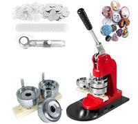 Máquina for hacer botones, kit for crear insignias con pines (25/32/37/44/58 mm), incluye piezas for y cortador circular(Red 25MM)