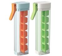 Máquina for Hacer Hielo Con Una Sola Mano, Bandeja for Cubitos De Hielo, Molde for Descongelar A Mano Con Asa, 6 Cubitos De Hielo Cuadrados for Cócteles, Café Helado, Whisky(Orange+Green)
