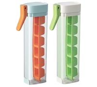 Máquina for Hacer Hielo De Un Vaso, Bandeja for Cubitos De Hielo con Prensa con Una Mano, Molde for Prensar Descongelador Manual con Mango, 6 Cubitos De Hielo Cuadrados(Orange+Green)