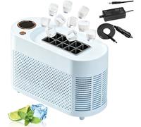 Máquina for hacer hielo portátil de 120 W, mini máquina for hacer cubitos de hielo encimera, fabricación rápida de doble potencia, 8/10 cubos en 10-15 minutos(Blue,8 cubes)