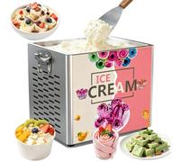 Máquina for hacer rollos de helado instantáneo, con 2 palas y sartén for freír hielo de 30x24 cm, enfriamiento rápido en 58 s, for hacer rollos de helado y yogur helado