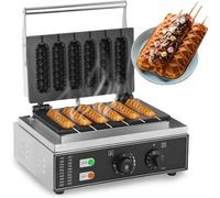Máquina For Hacer Waffles For Hot Dogs Franceses De 1550 W, Comercial, Con 6 Palitos De Waffle, Eléctrica Antiadherente For Hot Dogs De Maíz, Control De Temperatura De 50-300 °C