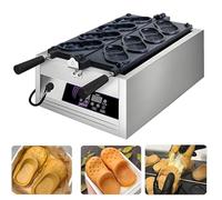 Máquina for hacer wafles con forma de zapato de 3000 W, eléctrica for hacer wafles rellenos con forma de zapato, antiadherente y giratoria, ideal for tiendas de alimentación y restaurantes.(4 Mold)