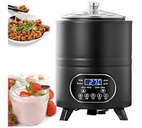 Máquina for hacer yogur, 8L/12L de acero inoxidable de gran capacidad for hacer yogur con temporizador inteligente, yogur griego casero, control automático de temperatura, for hoteles(Black,8L)