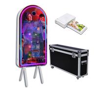 Máquina fotográfica con Impresora y Maleta de Transporte, fotomatón portátil con Pantalla táctil para Selfies, fotomatón con Espejo mágico y luz RGB