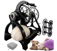 Máquina giratoria eléctrica de hilo, spinner de pelo de mascotas con interruptor de pie, capacidad de 120 g, 3 carretes, cargador de tambor con interruptor de avance y retroceso para tejer hilo