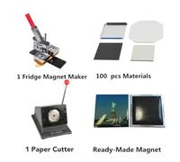Máquina giratoria for prensar insignias de refrirador cuadradas de 50x50mm, máquina cortadora de papel con insignia de Metal, piezas de Material magnético de goma, 100 Uds.(1 SET 50MM)