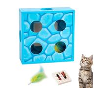 Máquina inteligente de burlas de queso, caja de queso de plumas interactiva, juguete de plumas de gato de detección inteligente automática, juguete alimentado por pilas para gatos aburridos de