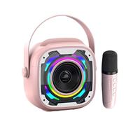 Máquina Karaoke PA, Subwoofer Pequeño, Asa, Luces RGB | Micrófono Inalámbrico Con Altavoz Boombox Exterior, Dispositivo de Canto con Luces RGB, para Adultos, Niños, Smartphones,