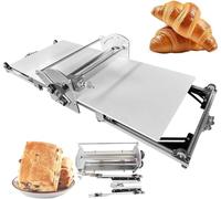 Máquina laminadora de masa eléctrica comercial, diseño plegable de acero inoxidable, control de grosor de 2 a 30 mm para pizza y croissants.