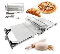 Máquina laminadora de masa eléctrica, prensa de masa compacta de acero inoxidable con tablas dobles, grosor ajustable de 2 a 30 mm, rodillo automático hacia adelante y hacia atrás, fácil limpieza para