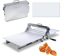 Máquina laminadora de masa, hoja de hojaldre reversible y rodillo de fondant, grosor ajustable manual de 0 a 25 mm, plegadora plegable para panaderías y pasteles, 60 x 30 cm