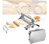 Máquina laminadora de masa manual con grosor ajustable para pizza, cruasanes, hojas de pasta, tablero laminador de masa de acero inoxidable