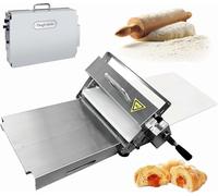 Máquina laminadora de masa manual profesional | Rodillo de repostería de acero inoxidable con 10 ajustes de grosor ajustables (0-27 mm) | Molinillo de masa plegable para panadería, pizza, cruasanes |