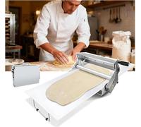 Máquina laminadora de masa plegable manual para uso comercial y doméstico, laminadora de masa compacta con tablero laminador, acero inoxidable, grosor ajustable de 0 a 27 mm, para hacer masa de dulce