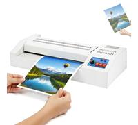 Máquina laminadora de rodillos en caliente y frío, laminadora térmica automática de 600 W, 320 mm con ajuste de temperatura, espesor de película de 8 a 22,5 micras, para oficinas
