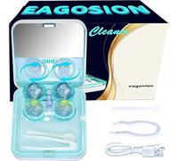 Máquina limpiadora de lentes de contacto EV Pro, tecnología física portátil, lente suave de limpieza profunda con pinzas de luz LED, kit de funda de remojo, ranura de limpieza magnética, cargador USB