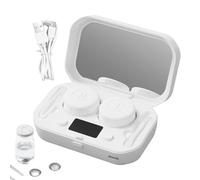 Máquina limpiadora de lentes de,Limpiador de lentes de - Máquina de limpieza ultrasónica para uso diario - Clean Care con cargador, estuche de solución para lentes duros, RGP y blandos