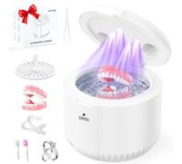 Máquina limpiadora ultrasónica de retención de 45 kHz, cápsula de limpieza dental de 200 ml para dentaduras postizas, alineadores, protectores bucales, protectores nocturnos, joyas, cepillo de dientes