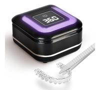 Máquina limpiadora ultrasónica de retenedores con 2 temporizadores digitales U-V cápsulas de limpieza dental con ventana de visión de 180 ml, protector bucal, protector nocturno, alineador, frenos