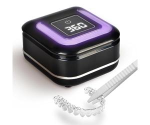 Máquina limpiadora ultrasónica de retenedores con 2 temporizadores digitales U-V cápsulas de limpieza dental con ventana de visión de 180 ml, protector bucal, protector nocturno, alineador, frenos