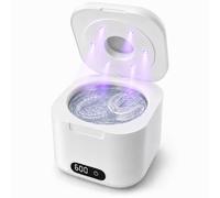 Máquina limpiadora ultrasónica de retenedores con luz UV, limpiador de cápsulas dentales de 49 kHz con temporizador digital, tanque de acero inoxidable de 340 ml para retenedores, alineadores