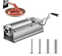 Máquina llenadora de salchichas, picadora manual de carne de acero inoxidable con 5 boquillas de llenado para hacer perritos calientes y salchichas salchichas, capacidad de 5 litros