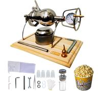 Máquina manual de palomitas de maíz de acero inoxidable 304, máquina de palomitas de maíz china de alta presión, máquina de doble válvula para noches de cine y acampadas.(350ml)