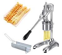 Máquina manual de patatas fritas, cortador de freír de acero inoxidable con extrusor y cesta para cortar fácilmente patatas y verduras