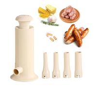 Máquina manual de salchichas, relleno de carne, herramienta de prensado de salchichas, máquina para hacer salchichas con 4 conectores de tubo y construcción duradera para salchichas caseras, relleno