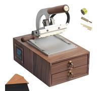 Máquina manual para bronceado de cuero, máquina de repujado tipo caja de madera con cajones dobles y moldes alfabéticos, control de temperatura, máquina de estampación en caliente