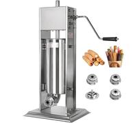 Máquina manual para hacer churros - Churrera de acero inoxidable resistente con 4 boquillas para uso comercial o doméstico, capacidad de 3L/5L/7L