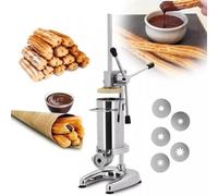 Máquina Manual Para Hacer Churros con Rellenador 5L Churros Españoles Postre Máquina de Churros Máquina de Rellenado de Chocolate y Mermelada de Acero Inoxidable