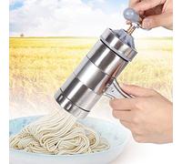 Máquina manual para hacer fideos, máquina portátil para hacer pasta de acero inoxidable, exprimidor de noddle, máquina para hacer a presión, máquina para hacer pasta con 5 moldes para fideos