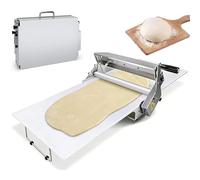 Máquina manual plegable para estirar masa, rodillo de repostería de acero inoxidable, rodillo de masa con grosor ajustable para panadería, pizza, croissant y hojaldre para uso doméstico y comercial